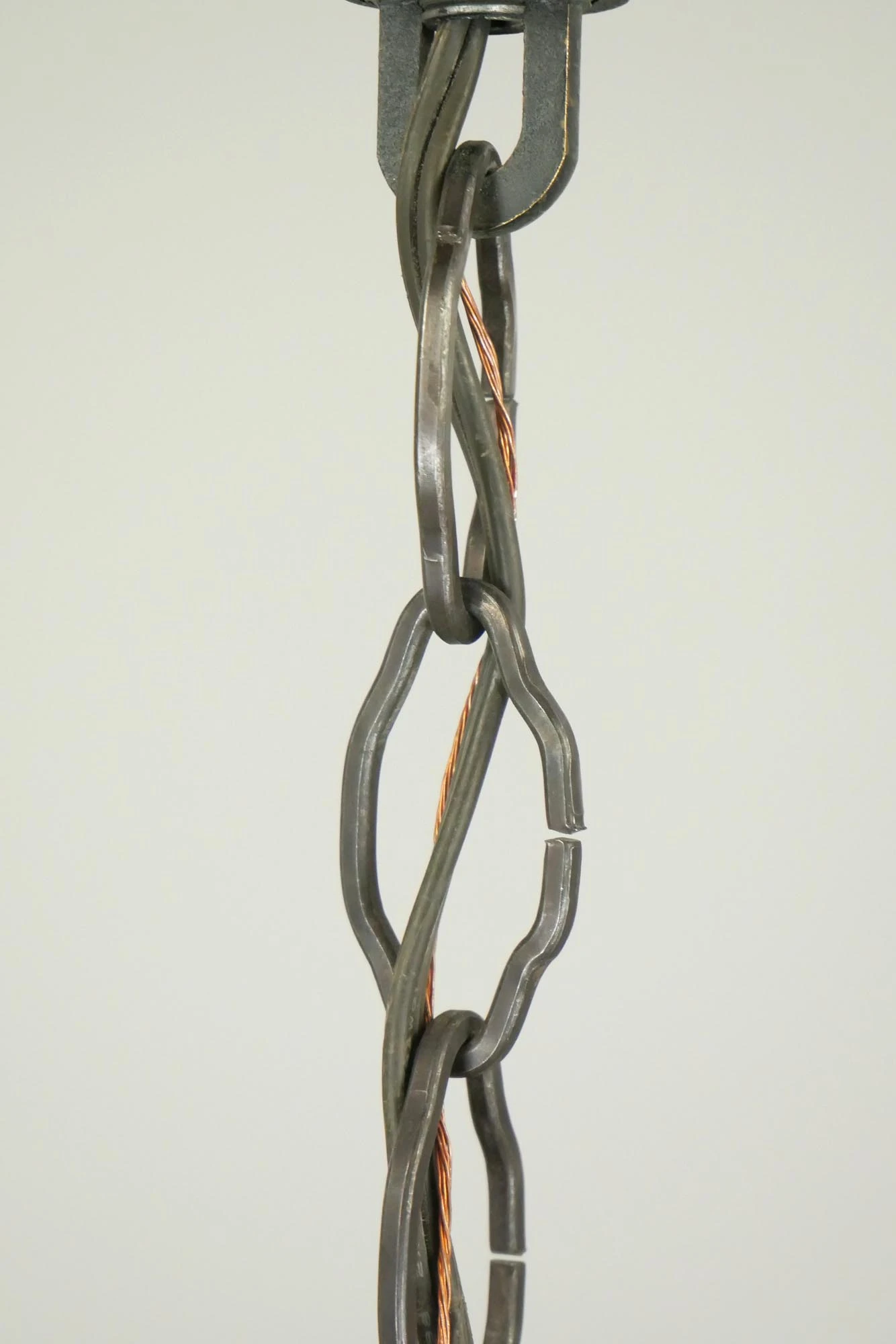 Moroccan Black Steel & Yellow Leather Pendant Light 8 Moroccan Black Steel & Yellow Leather Pendant Light - Image 6