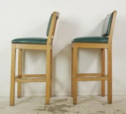 Pair Of Belmont Wood Bar Stools With Green Vinyl Upholstery -OGT Sale Store q287540 07