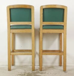 Pair Of Belmont Wood Bar Stools With Green Vinyl Upholstery -OGT Sale Store q287540 08