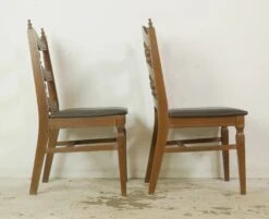 Pair Of Traditional Wood & Black Vinyl Dining Chairs 16 Pair Of Traditional Wood & Black Vinyl Dining Chairs -OGT Sale Store q287541 06