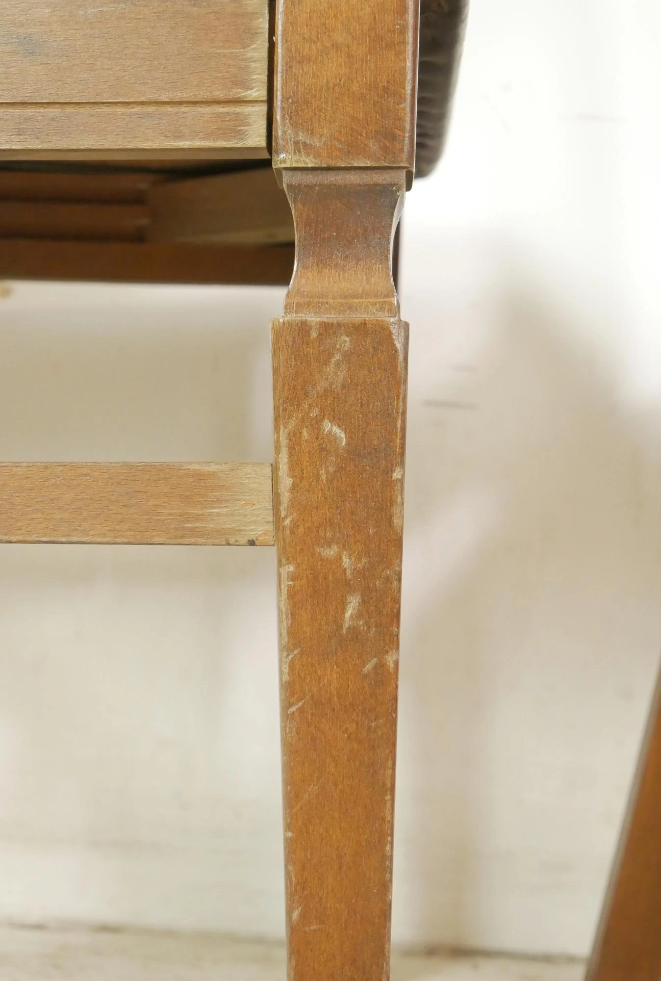 Pair Of Traditional Wood & Black Vinyl Dining Chairs 8 Pair Of Traditional Wood & Black Vinyl Dining Chairs - Image 6