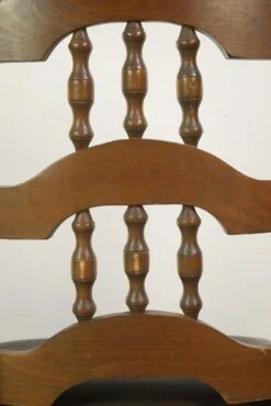 Pair Of Traditional Wood & Black Vinyl Dining Chairs 19 Pair Of Traditional Wood & Black Vinyl Dining Chairs -OGT Sale Store q287541 09