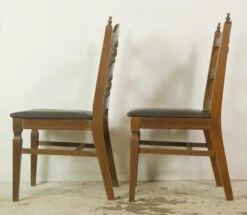 Pair Of Traditional Wood & Black Vinyl Dining Chairs 20 Pair Of Traditional Wood & Black Vinyl Dining Chairs -OGT Sale Store q287541 10