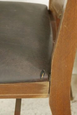 Pair Of Traditional Wood & Black Vinyl Dining Chairs 21 Pair Of Traditional Wood & Black Vinyl Dining Chairs -OGT Sale Store q287541 11