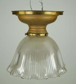 Vintage 7.5 In. Holophane Glass Brass Semi Flush Mount Light 15 Vintage 7.5 In. Holophane Glass Brass Semi Flush Mount Light -OGT Sale Store q287561 06