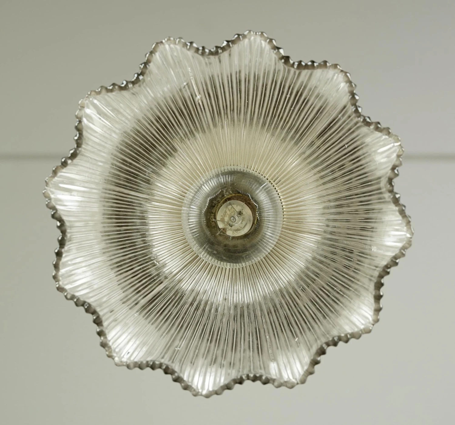 Vintage 7.5 In. Holophane Glass Brass Semi Flush Mount Light 9 Vintage 7.5 In. Holophane Glass Brass Semi Flush Mount Light - Image 7