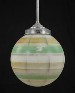 34.5 In. Mid Century Striped Glass Globe Nickel Steel Pendant Light 11 34.5 In. Mid Century Striped Glass Globe Nickel Steel Pendant Light -OGT Sale Store q287569 04