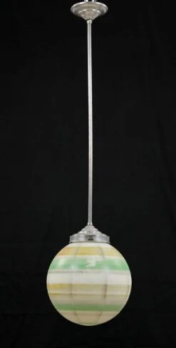 34.5 In. Mid Century Striped Glass Globe Nickel Steel Pendant Light 12 34.5 In. Mid Century Striped Glass Globe Nickel Steel Pendant Light -OGT Sale Store q287569 05