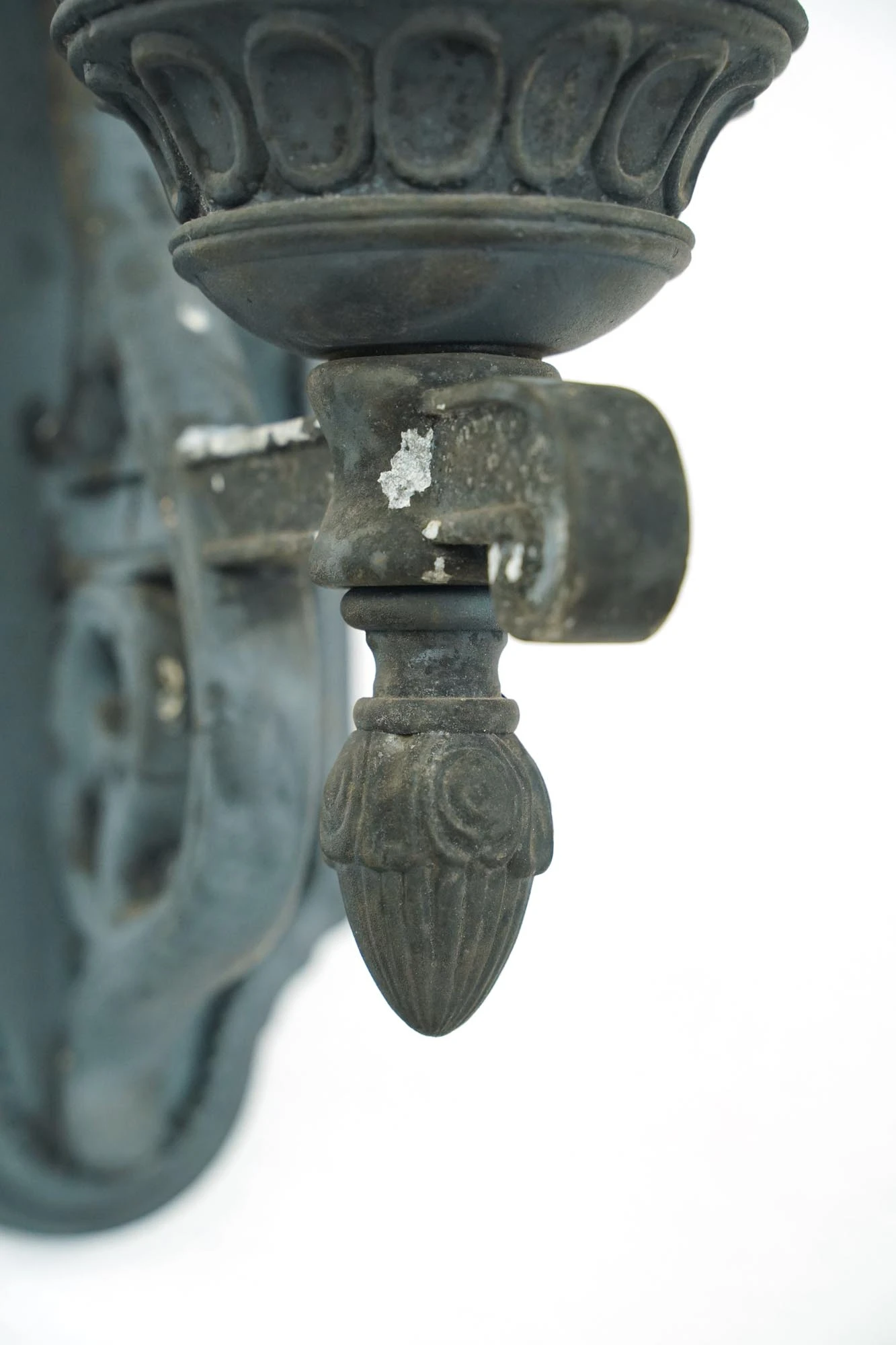 Ornate Aluminum & Seeded Glass Outdoor Wall Sconce 7 Ornate Aluminum & Seeded Glass Outdoor Wall Sconce - Image 5