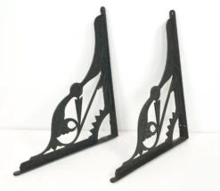 Pair Of 18 In. Antique Eastlake Black Cast Iron Wall Brackets 17 Pair Of 18 In. Antique Eastlake Black Cast Iron Wall Brackets -OGT Sale Store q287578 07