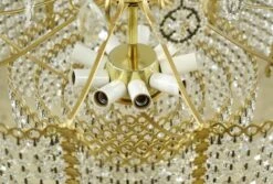 Vintage Cascading Crystal Polished Brass Basket Chandelier -OGT Sale Store q287602 08
