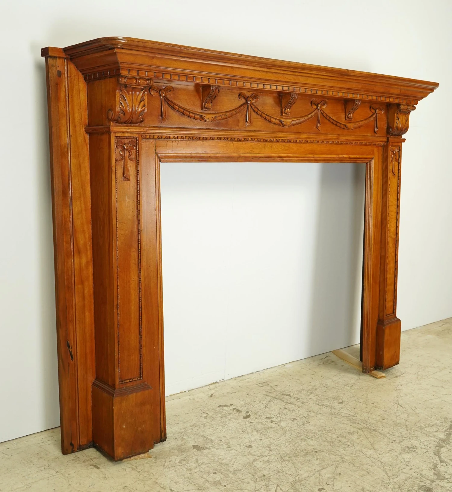 Refinished Federal Birch Wood Fireplace Mantel 7 Refinished Federal Birch Wood Fireplace Mantel - Image 5
