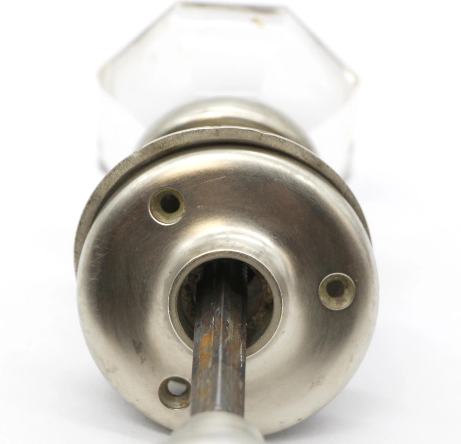 Vintage Clear Glass Octagon Passage Door Knob Set 9 Vintage Clear Glass Octagon Passage Door Knob Set - Image 7