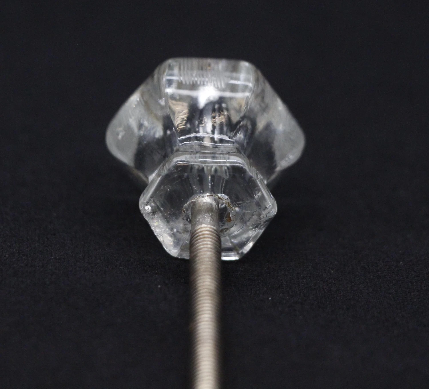 Vintage 0.875 In. Hexagon Clear Glass Cabinet Drawer Knob 6 Vintage 0.875 In. Hexagon Clear Glass Cabinet Drawer Knob - Image 4