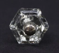 Pair Of Vintage Hexagon Clear Glass 1 In. Cabinet Drawer Knobs 11 Pair Of Vintage Hexagon Clear Glass 1 In. Cabinet Drawer Knobs -OGT Sale Store q287699 04