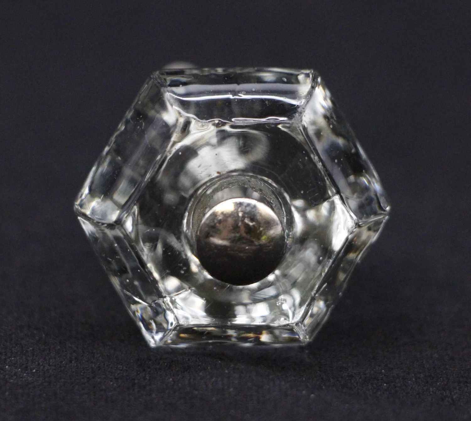 Pair Of Vintage Hexagon Clear Glass 1 In. Cabinet Drawer Knobs 6 Pair Of Vintage Hexagon Clear Glass 1 In. Cabinet Drawer Knobs - Image 4