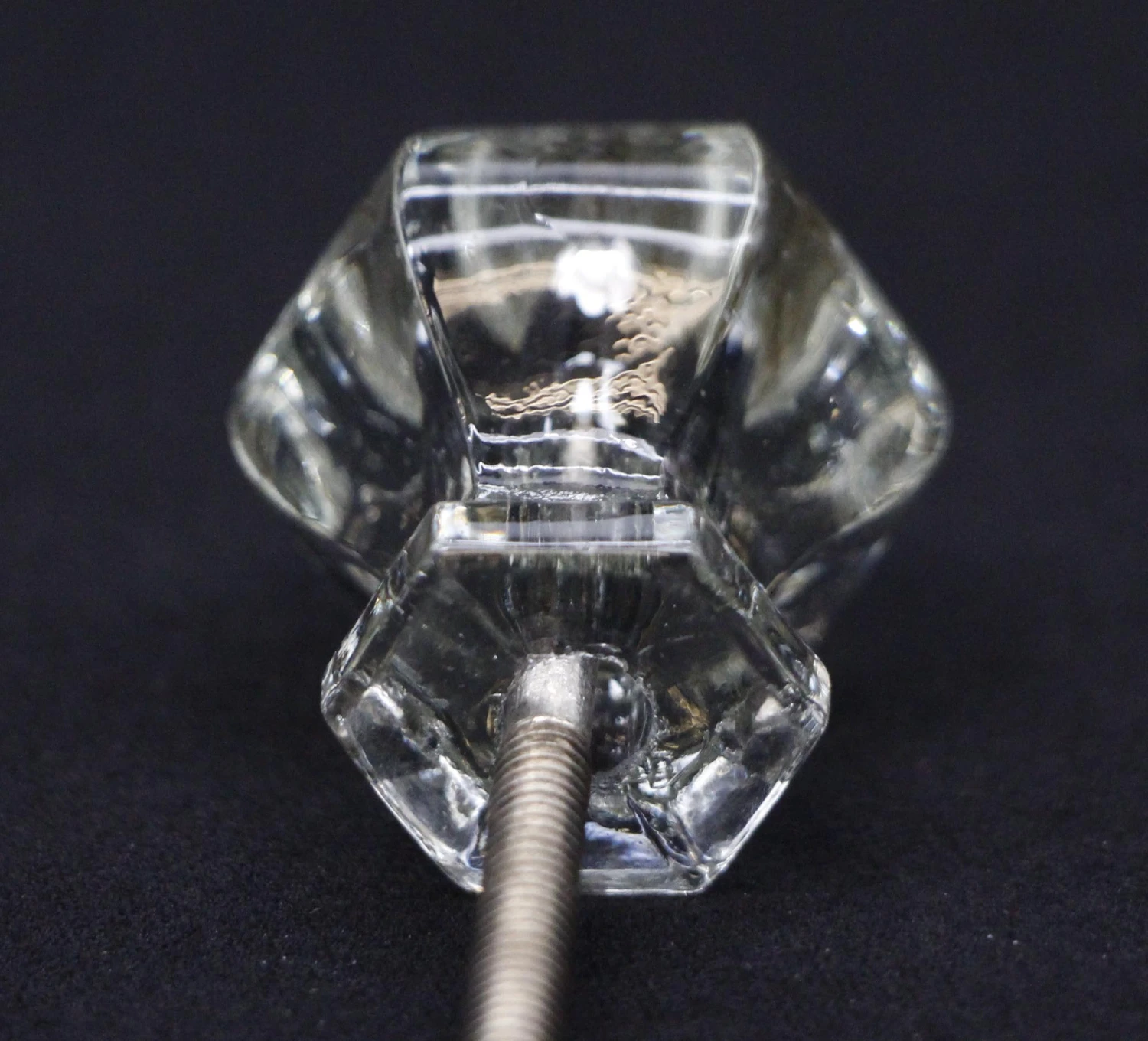 Pair Of Vintage Hexagon Clear Glass 1 In. Cabinet Drawer Knobs 8 Pair Of Vintage Hexagon Clear Glass 1 In. Cabinet Drawer Knobs - Image 6