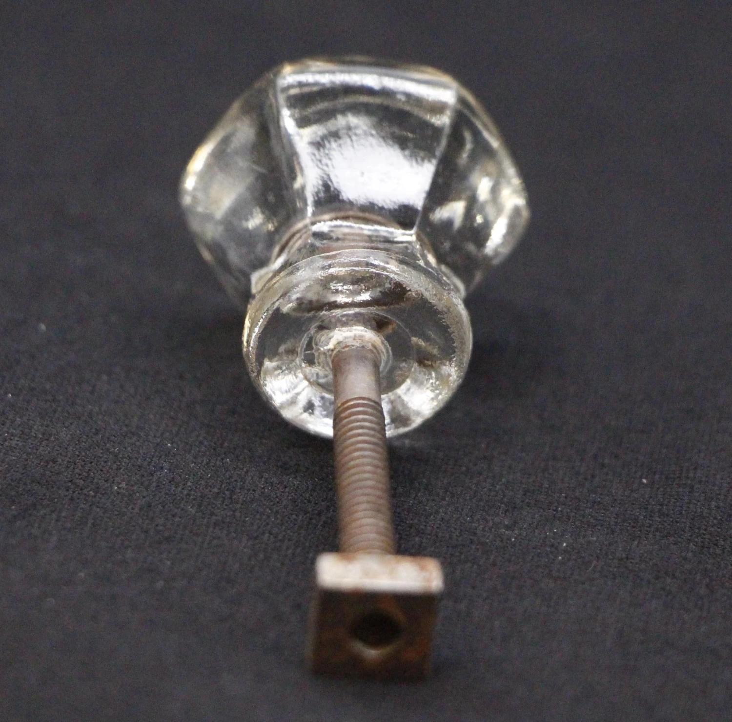 Vintage Hexagon 1 In. Clear Glass Cabinet Drawer Knob 6 Vintage Hexagon 1 In. Clear Glass Cabinet Drawer Knob - Image 4