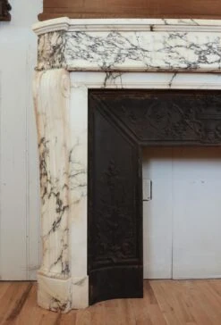 Louis XVI White & Gray Veined Marble Fireplace Mantel 24 Louis XVI White & Gray Veined Marble Fireplace Mantel -OGT Sale Store q287775 07