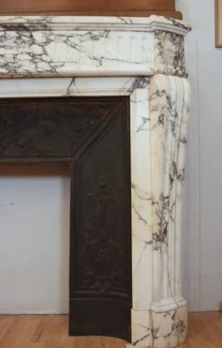 Louis XVI White & Gray Veined Marble Fireplace Mantel 25 Louis XVI White & Gray Veined Marble Fireplace Mantel -OGT Sale Store q287775 08