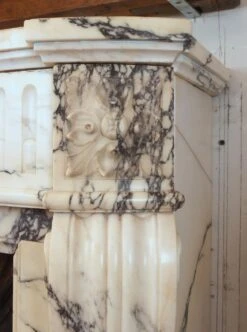 Louis XVI White & Gray Veined Marble Fireplace Mantel 29 Louis XVI White & Gray Veined Marble Fireplace Mantel -OGT Sale Store q287775 12