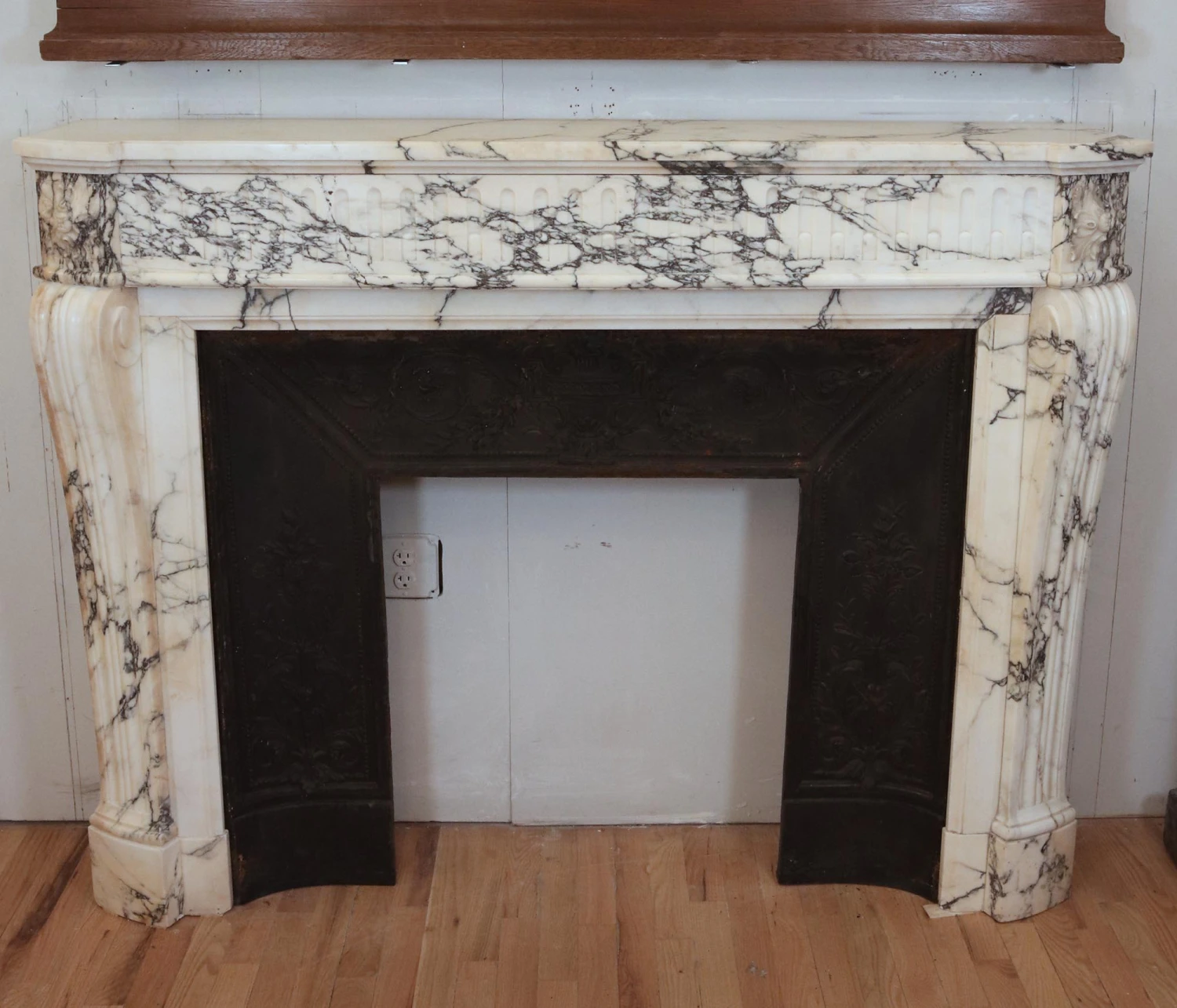 Louis XVI White & Gray Veined Marble Fireplace Mantel 16 Louis XVI White & Gray Veined Marble Fireplace Mantel - Image 14