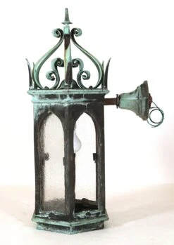 Pair Of 19th Century Gothic Bronze Verdigris Lantern Sconces 23 Pair Of 19th Century Gothic Bronze Verdigris Lantern Sconces -OGT Sale Store q287787 07