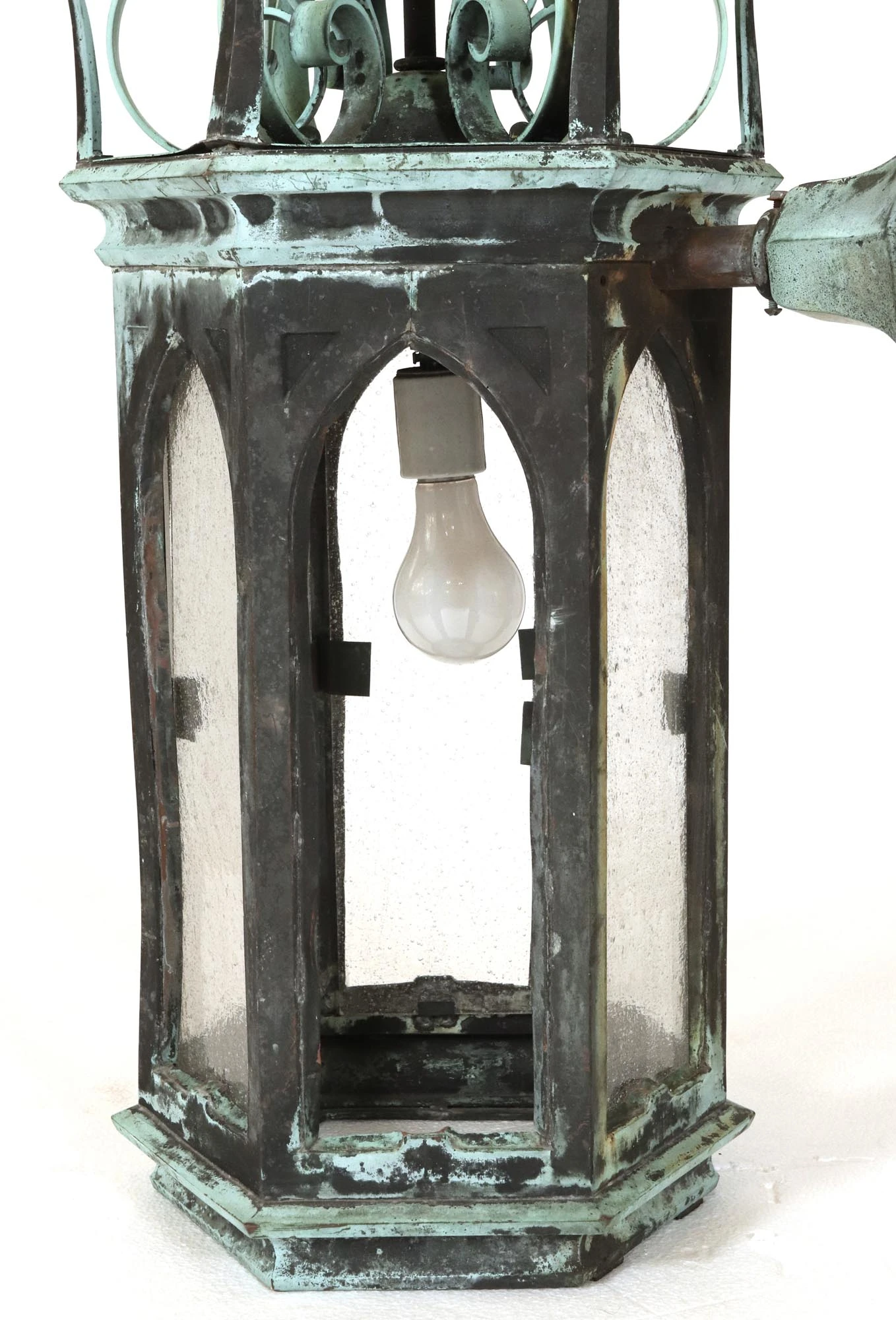 Pair Of 19th Century Gothic Bronze Verdigris Lantern Sconces 11 Pair Of 19th Century Gothic Bronze Verdigris Lantern Sconces - Image 9