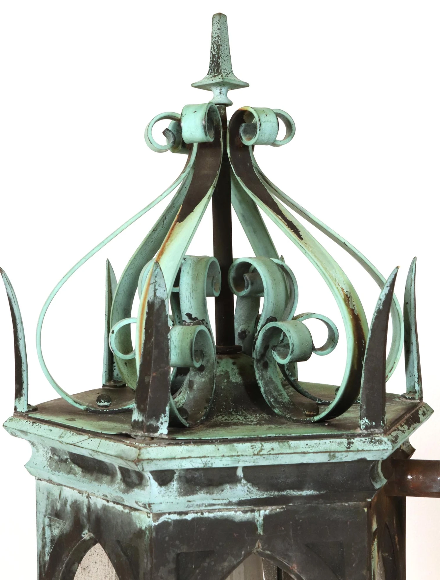 Pair Of 19th Century Gothic Bronze Verdigris Lantern Sconces 13 Pair Of 19th Century Gothic Bronze Verdigris Lantern Sconces - Image 11