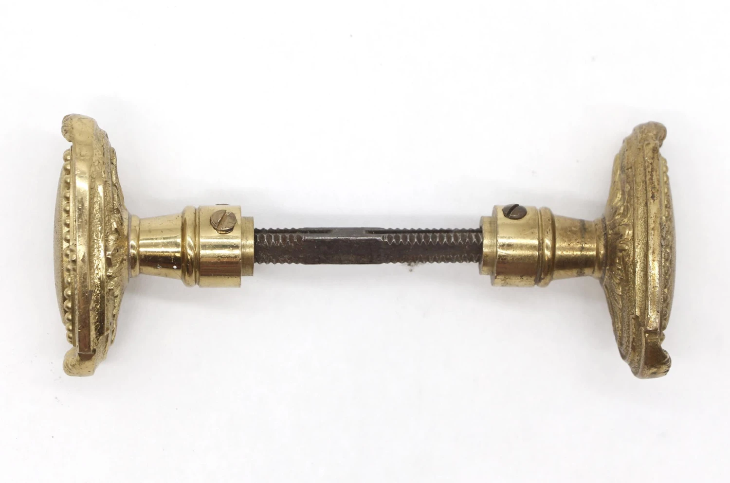 Vintage French Gilded Brass Oval Door Knob Set 5 Vintage French Gilded Brass Oval Door Knob Set - Image 4