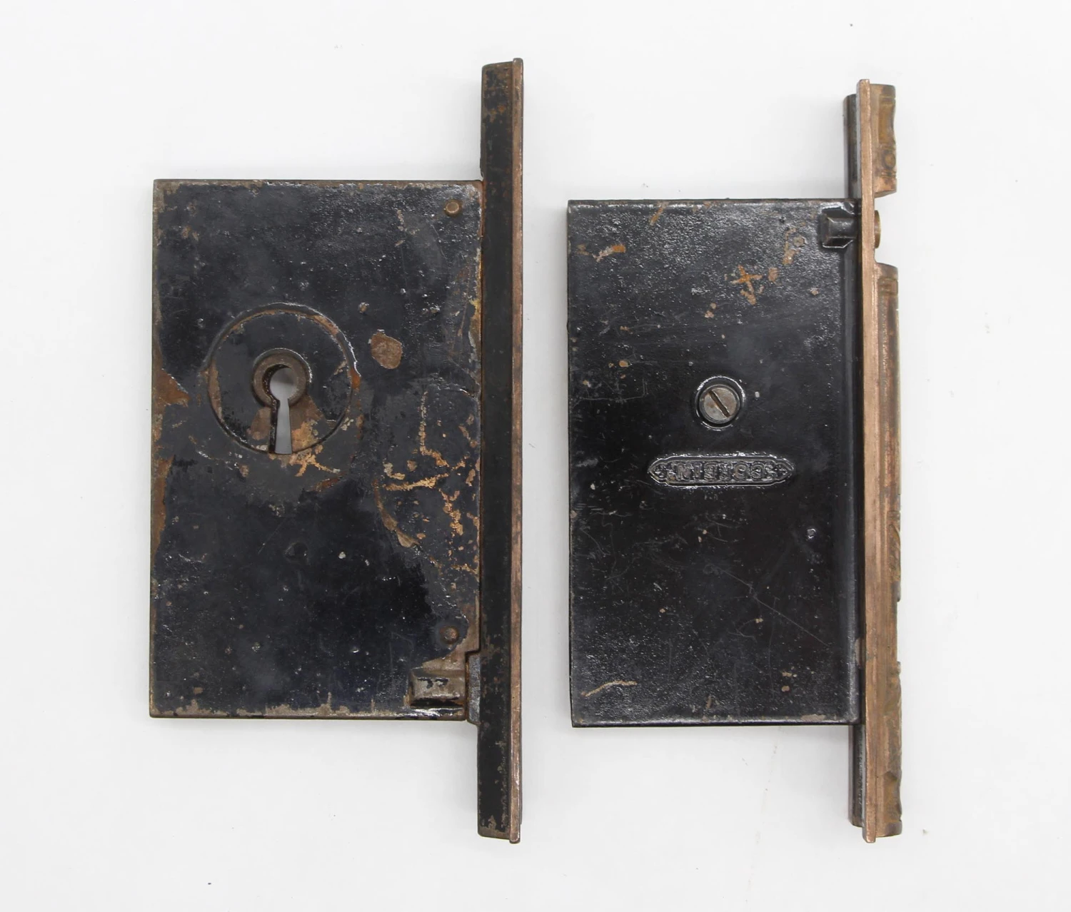 Pair Of 1880s Cast Iron Corbin Pocket Double Door Locks 8 Pair Of 1880s Cast Iron Corbin Pocket Double Door Locks - Image 6