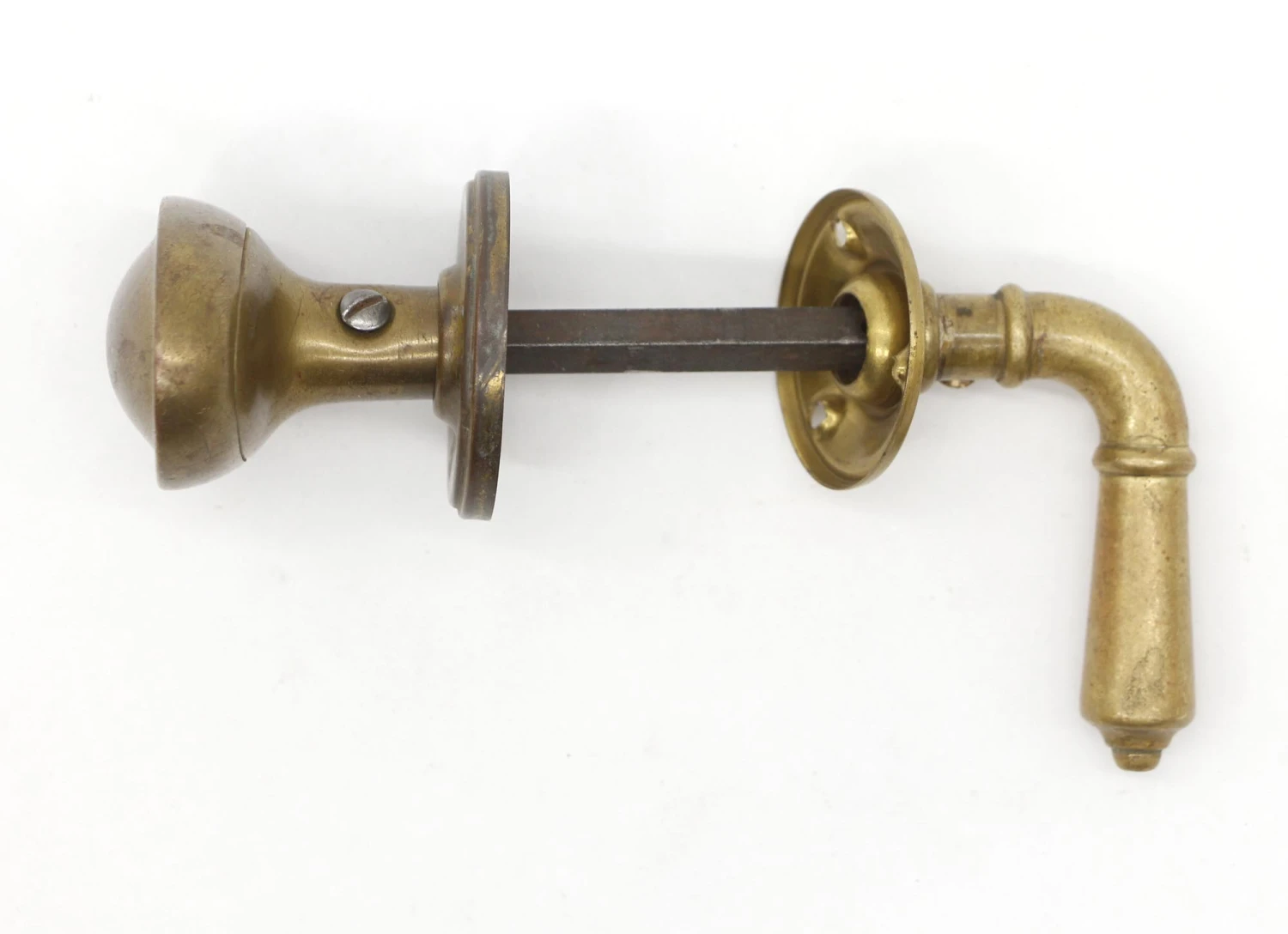Vintage Oval Brass Knob & Lever Passage Door Knob Set 6 Vintage Oval Brass Knob & Lever Passage Door Knob Set - Image 4