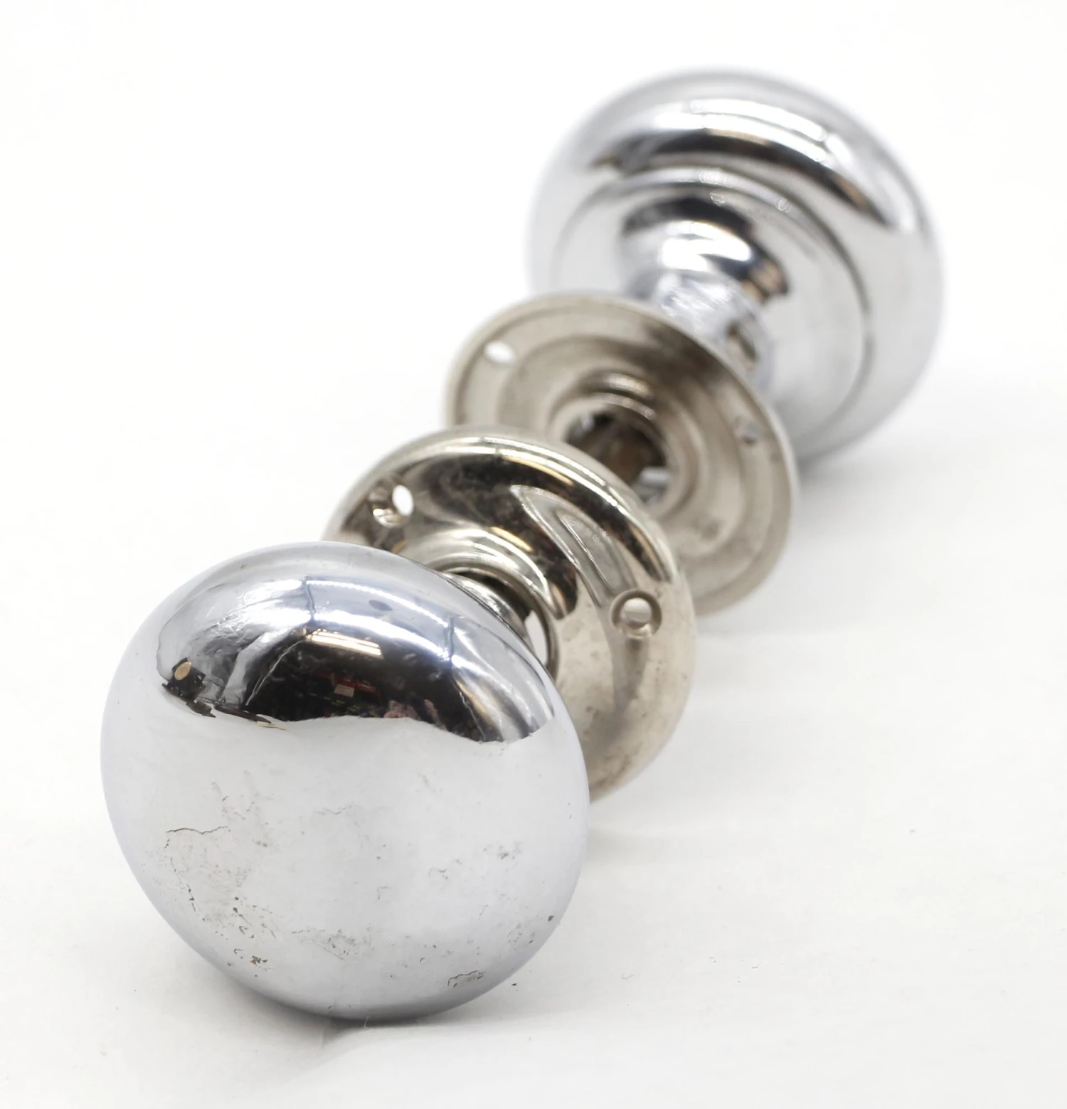 Vintage Polished Nickel Brass Passage Classic Door Knob Set 6 Vintage Polished Nickel Brass Passage Classic Door Knob Set - Image 4