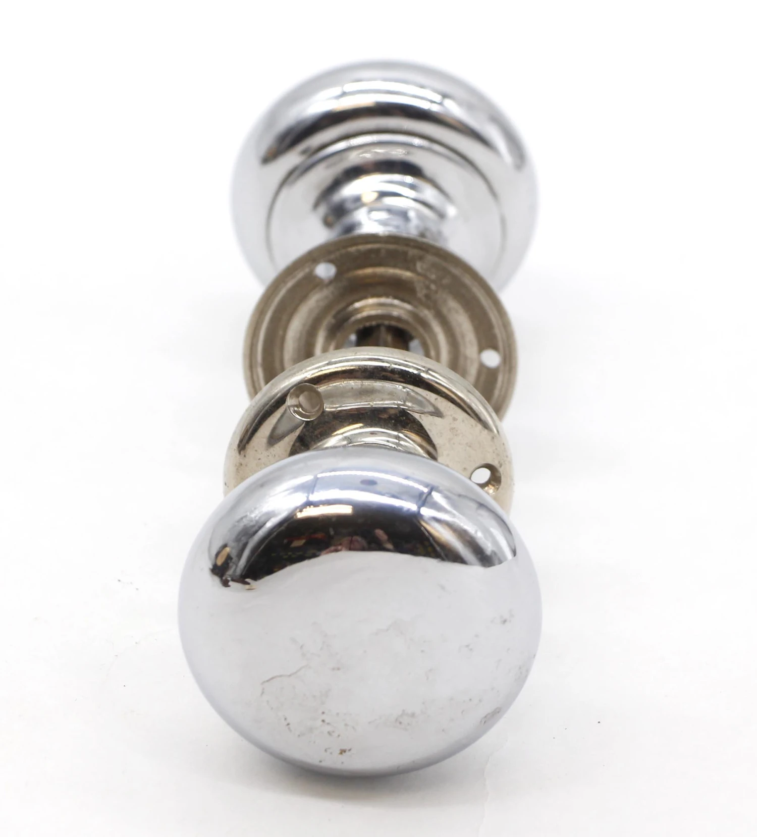 Vintage Polished Nickel Brass Passage Classic Door Knob Set 7 Vintage Polished Nickel Brass Passage Classic Door Knob Set - Image 5