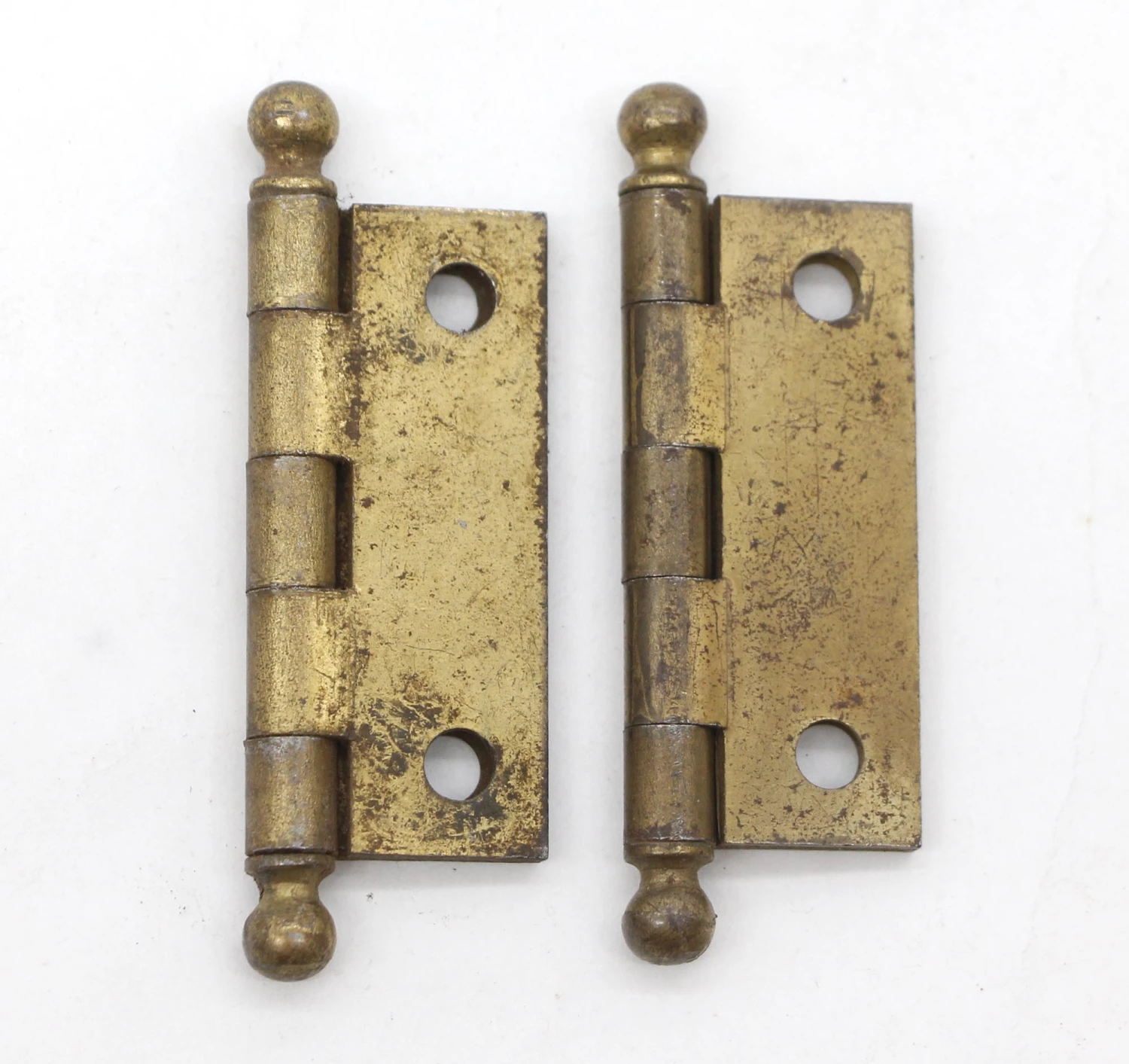 Pair Of Vintage 2 X 1.5 In. Brass Over Steel Cabinet Hinges 6 Pair Of Vintage 2 X 1.5 In. Brass Over Steel Cabinet Hinges - Image 4