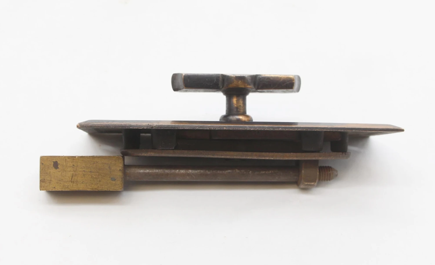 Reclaimed 6 In. Japanned Brass Flush Mount Door Bolt 6 Reclaimed 6 In. Japanned Brass Flush Mount Door Bolt - Image 4