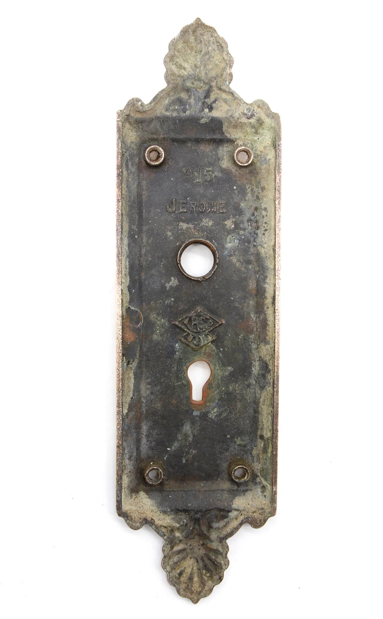 Antique 9 In. Brass Russell & Erwin Empire Passage Door Back Plate 6 Antique 9 In. Brass Russell & Erwin Empire Passage Door Back Plate - Image 4