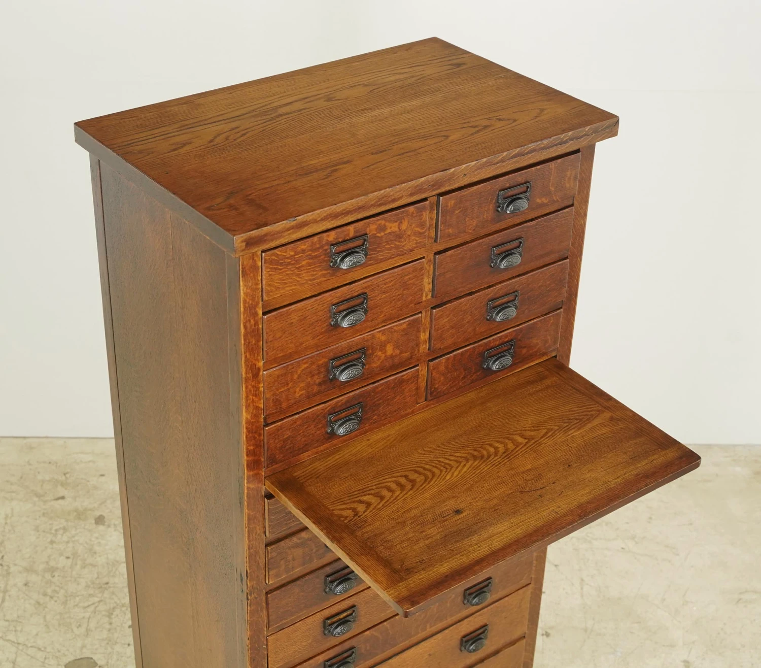 Antique Victorian Oak 15 Drawer Flat File Cabinet 8 Antique Victorian Oak 15 Drawer Flat File Cabinet - Image 6