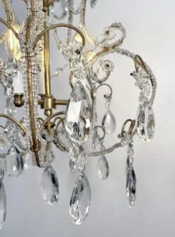 Antique French Crystal 3 Light Chandelier With Floret Details 19 Antique French Crystal 3 Light Chandelier With Floret Details -OGT Sale Store q288102 04