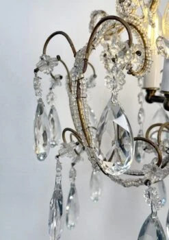Antique French Crystal 3 Light Chandelier With Floret Details 21 Antique French Crystal 3 Light Chandelier With Floret Details -OGT Sale Store q288102 06