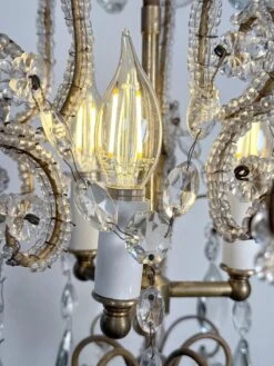 Antique French Crystal 3 Light Chandelier With Floret Details 27 Antique French Crystal 3 Light Chandelier With Floret Details -OGT Sale Store q288102 12