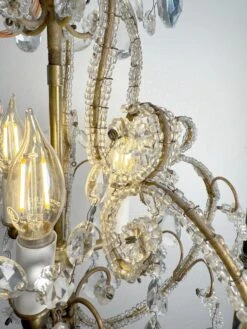 Antique French Crystal 3 Light Chandelier With Floret Details 28 Antique French Crystal 3 Light Chandelier With Floret Details -OGT Sale Store q288102 13