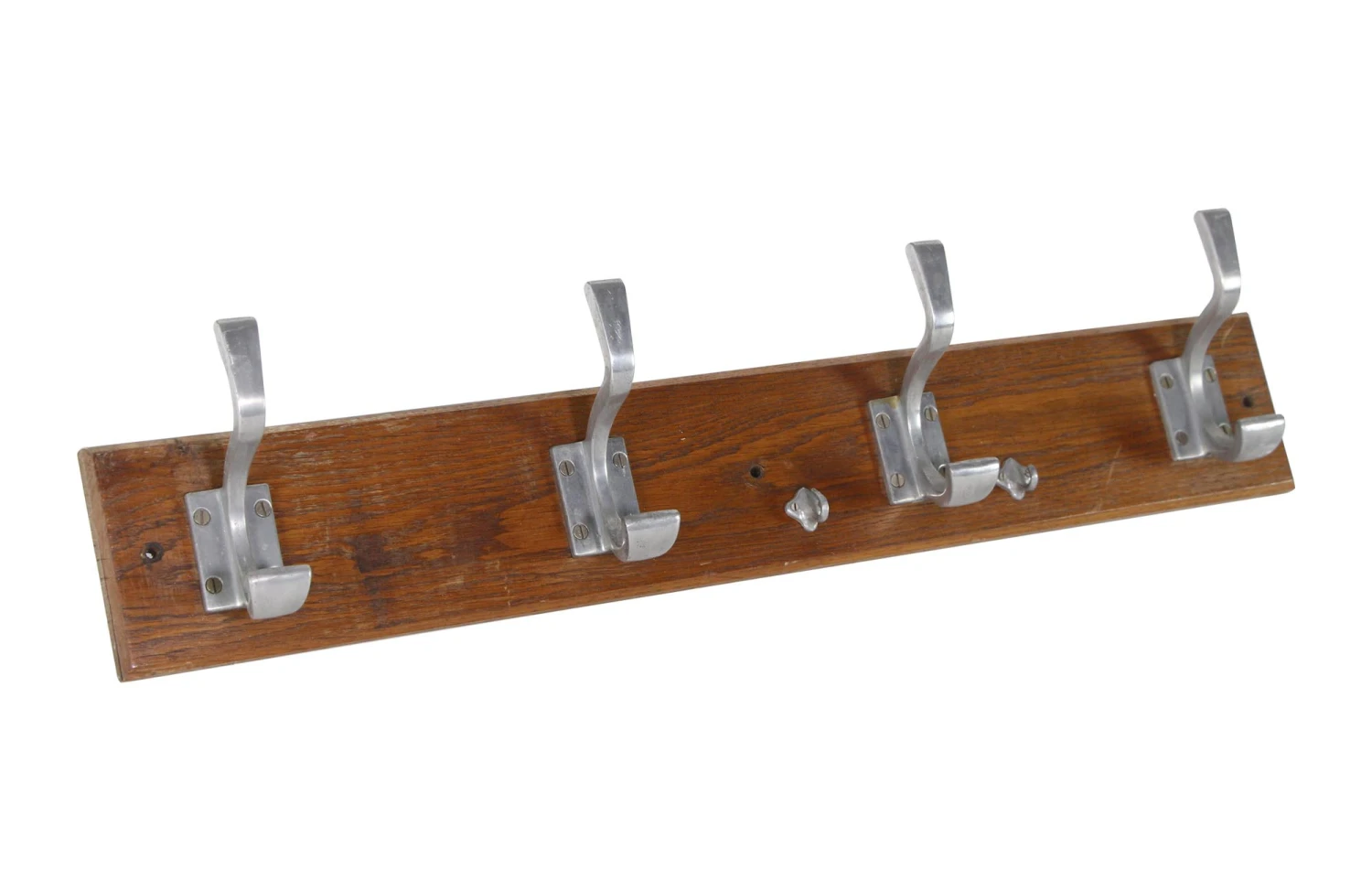 European Mid Century 4 Aluminum Hook Wall Rack 4 European Mid Century 4 Aluminum Hook Wall Rack - Image 2