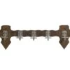 European Art Deco 5 Aluminum Hooks Rustic Wood Wall Rack