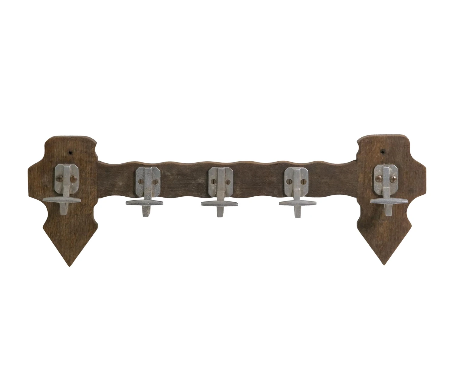 European Art Deco 5 Aluminum Hooks Rustic Wood Wall Rack 3 European Art Deco 5 Aluminum Hooks Rustic Wood Wall Rack