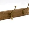 European Vintage Brass Hook Rack On Wooden Plank