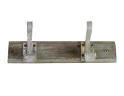 European Vintage Double Aluminum Hook Driftwood Wall Rack