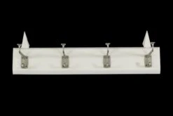 Vintage European 4 Aluminum Hook Spiked Pine Wall Rack