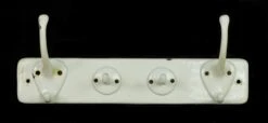 Vintage European 4 Hook White Cast Iron Coat Wall Rack