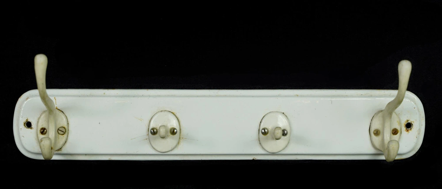 Vintage European White Cast Iron 4 Hook Coat Wall Rack 3 Vintage European White Cast Iron 4 Hook Coat Wall Rack